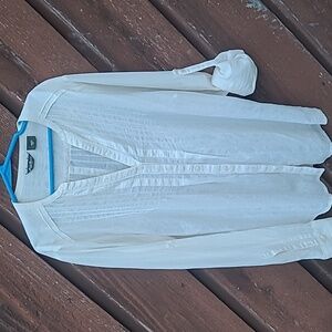 Like New Eddie Bauer Women  Petite White/off white Gauze  Peasant  Boho Blouse